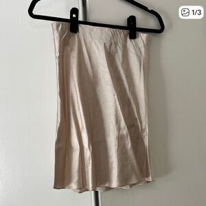 Aritzia Satin Beige Pencil Skirt